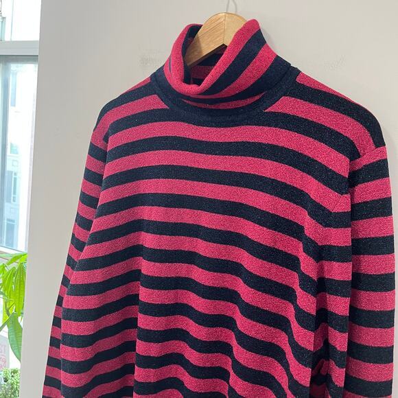 J. Crew Red Sparkle Stripe Turtleneck Sweater Size 3X - Picture 5 of 5